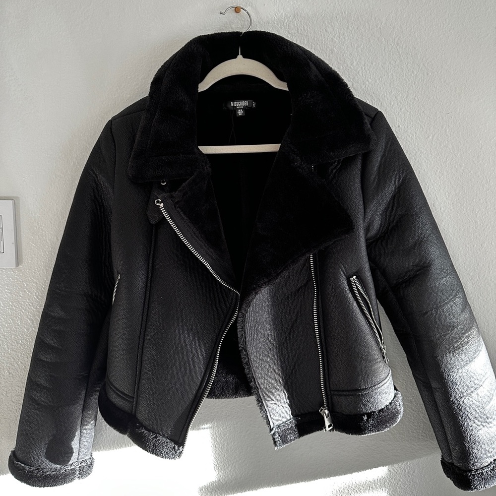 Faux jacket with faux fur